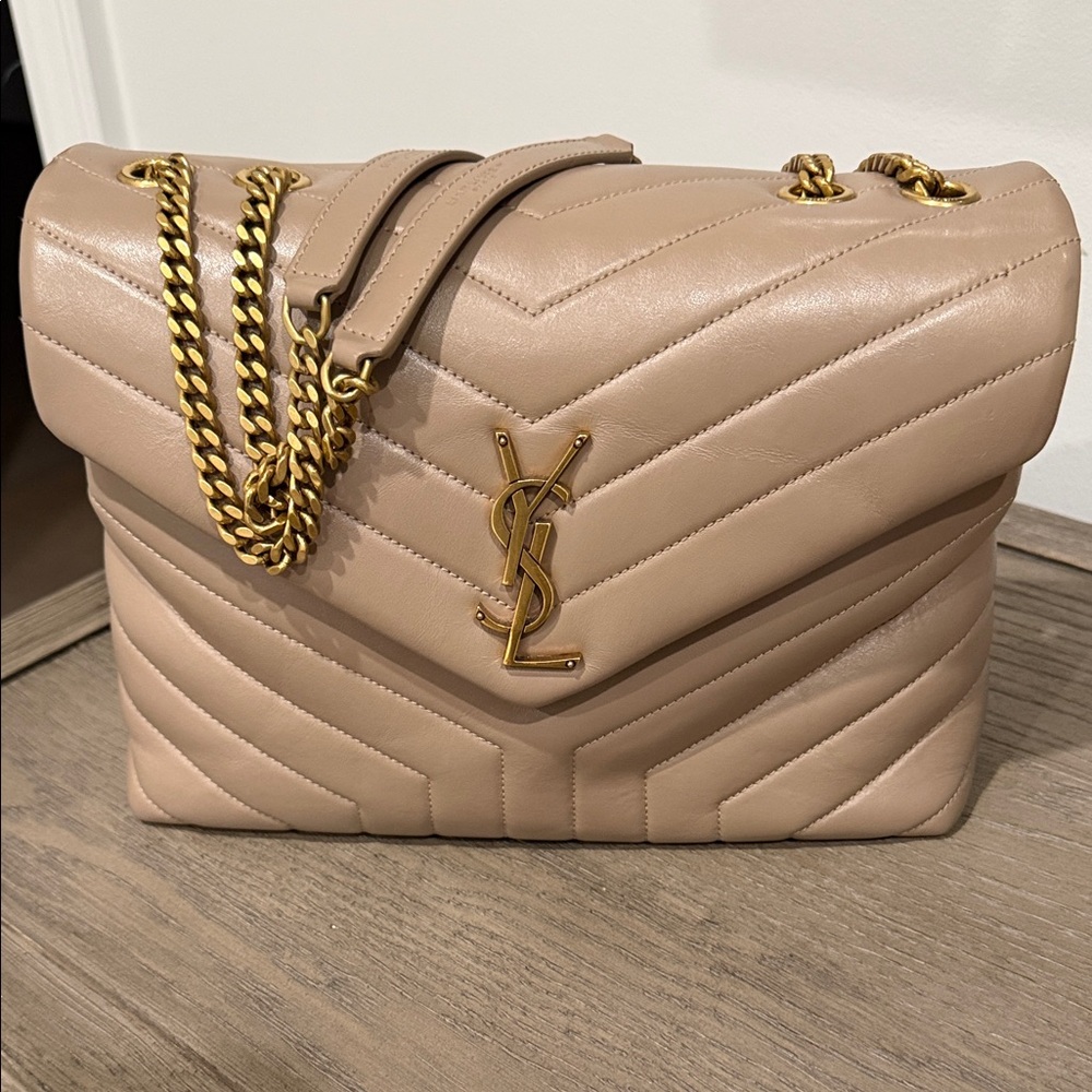Yves Saint Laurent Nude Quilted Leather Shoulder Bag